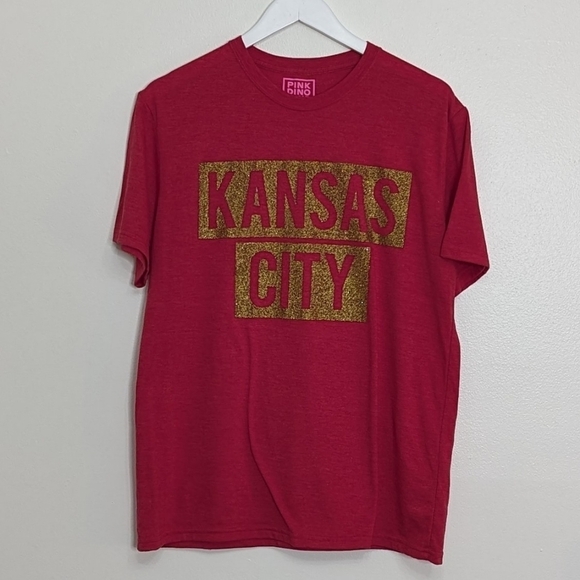 Pink Dinosaur Tops - Pink Dinosaur Boutique Women's Small Red Gold Foil Kansas City T-shirt